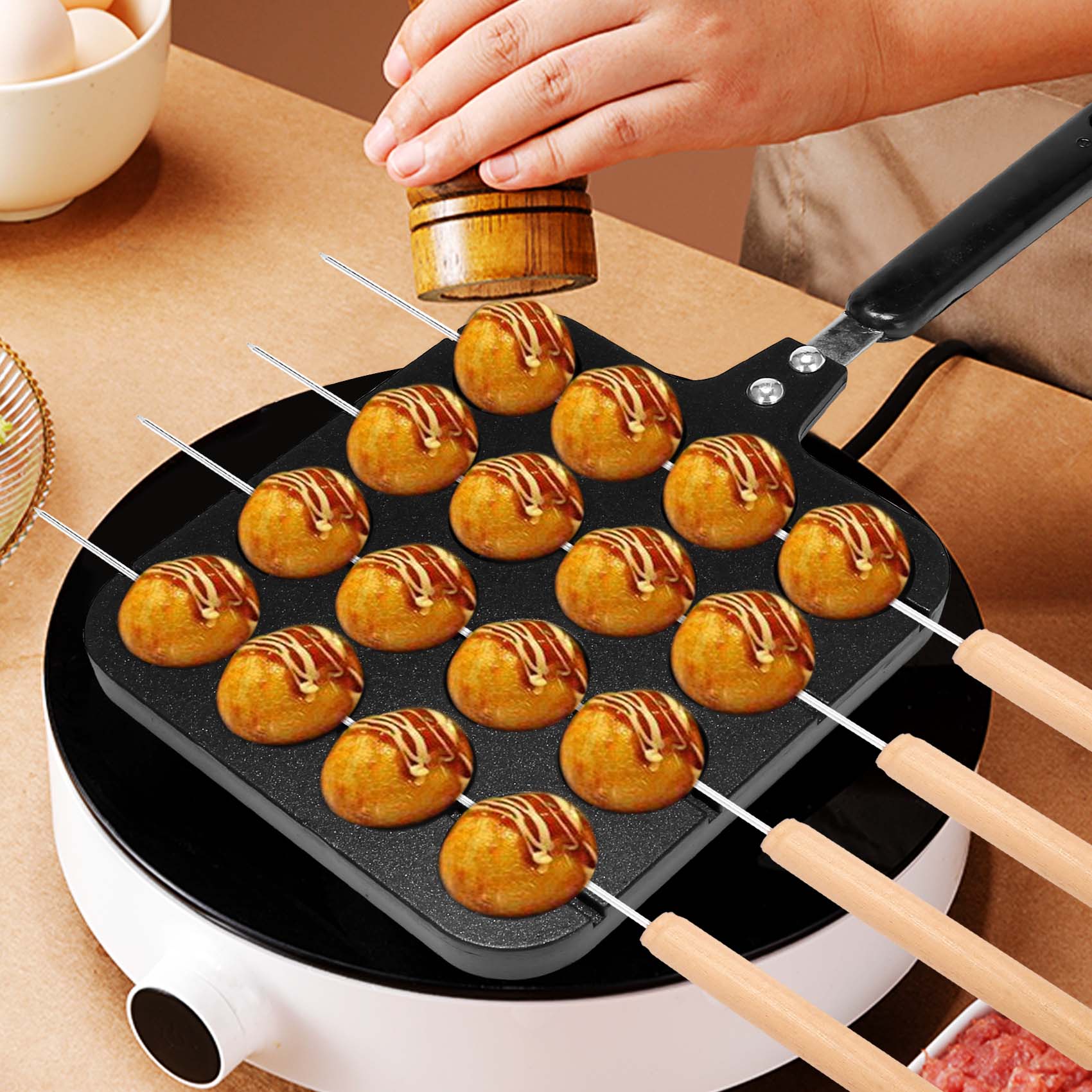 Takoyaki Grill Plate - Forma de Alumínio para Takoyaki com