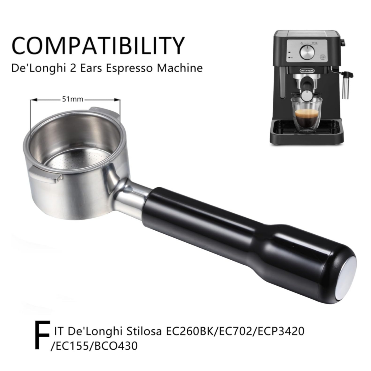 Portafilter sem fundo de 51mm  - Delonghi Espresso Ecp3420 avaliação e preço